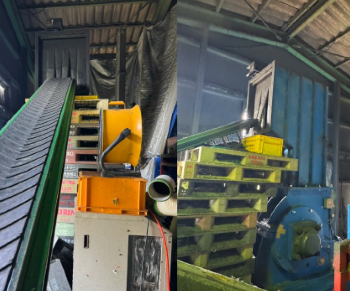 粉砕したプラスチックを水槽内で比重分離させる洗浄粉砕機の画像